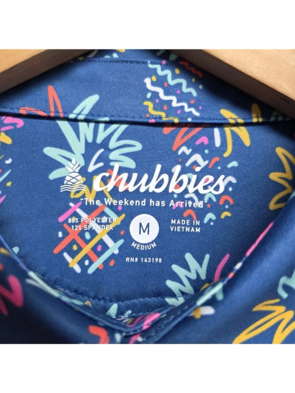 Chubbies Shirt Mens Medium The Pineapple Short Sleeve Performance Polo AOP